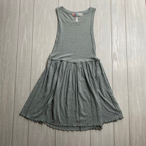 Free People Beach Women's Gray Lightweight Open Side Mini Tank Dress Size Medium - Picture 1 of 8